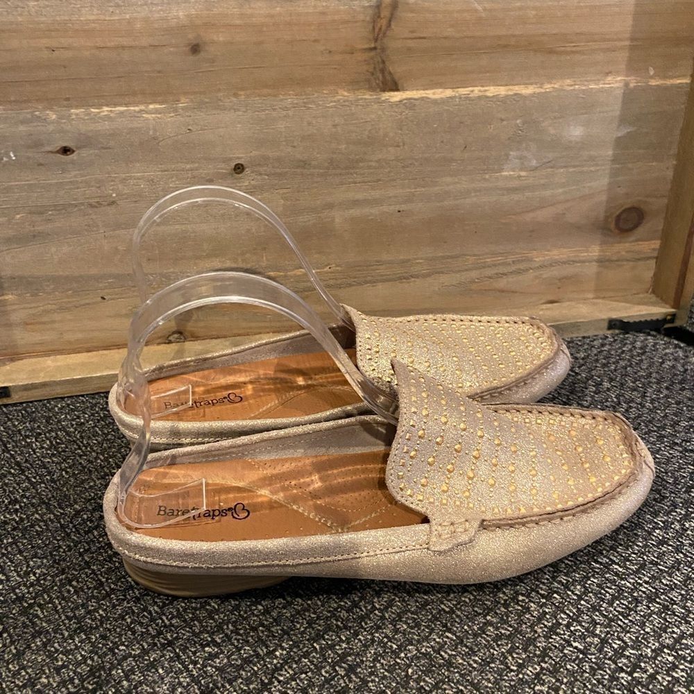 ✅BareTraps Orvyn gold mule slip on loafers